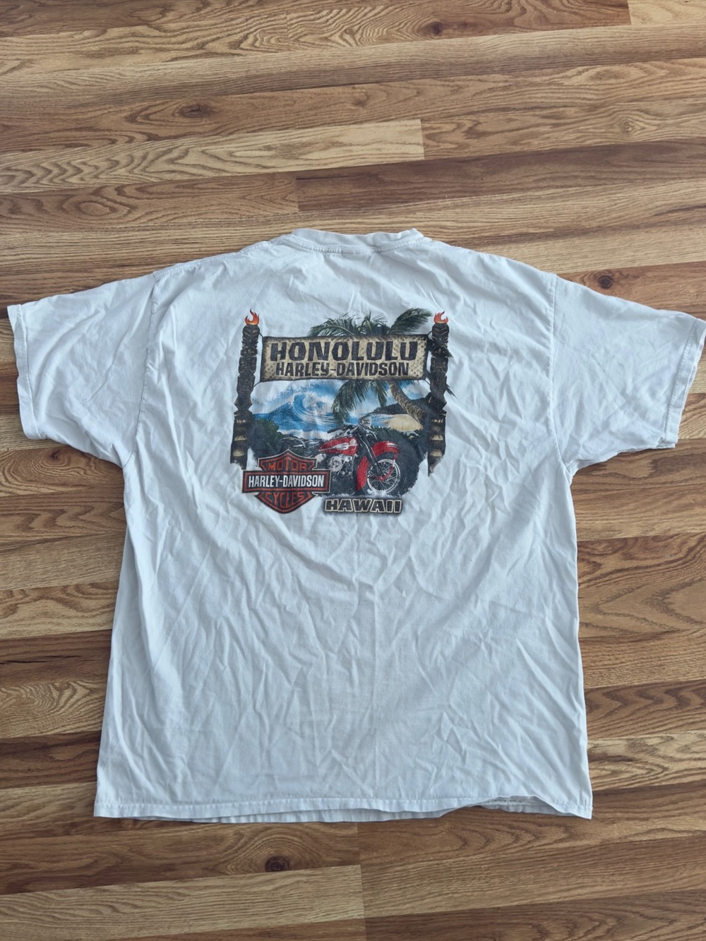 Harley-Davidson White Honolulu Motorcycle Graphic‎ Tee